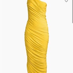 Norma Kamali Elegant Yellow Ruched Dress